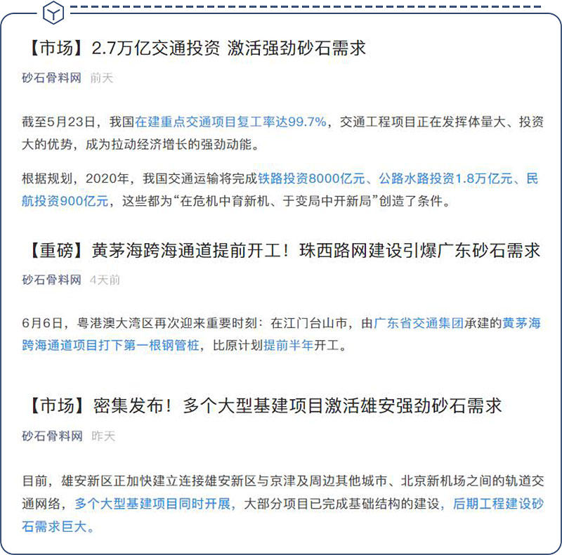 砂石需求新聞